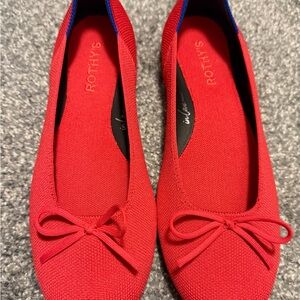 Rothy's Red Knit Ballet Flats with Bow Detail *NEW*